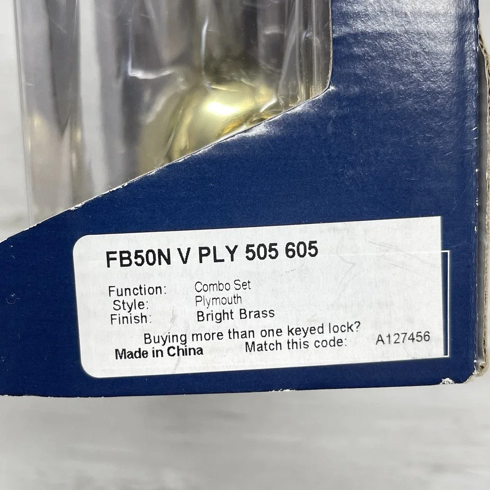 Schlage FB50 V PLY 505 605 Plymouth Entry Knob Bright Brass Finish Open Box Read